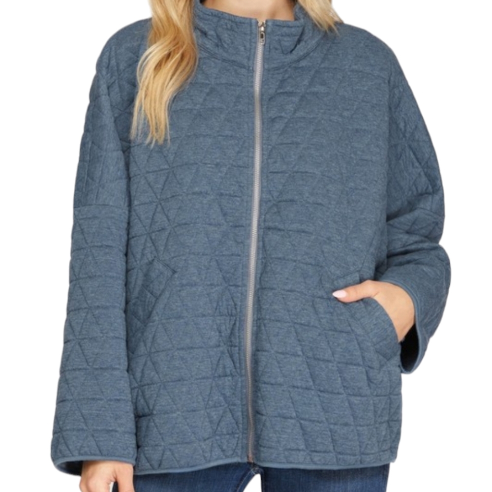 Women's Blue Quilt Stitch Oversized Jacket NWT